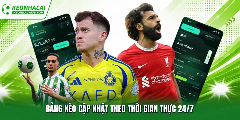 Bảng kèo cập nhật theo thời gian thực 24/7